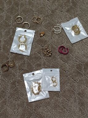 Fashion Jewelry Gold and Pink Mixed Earrings Set